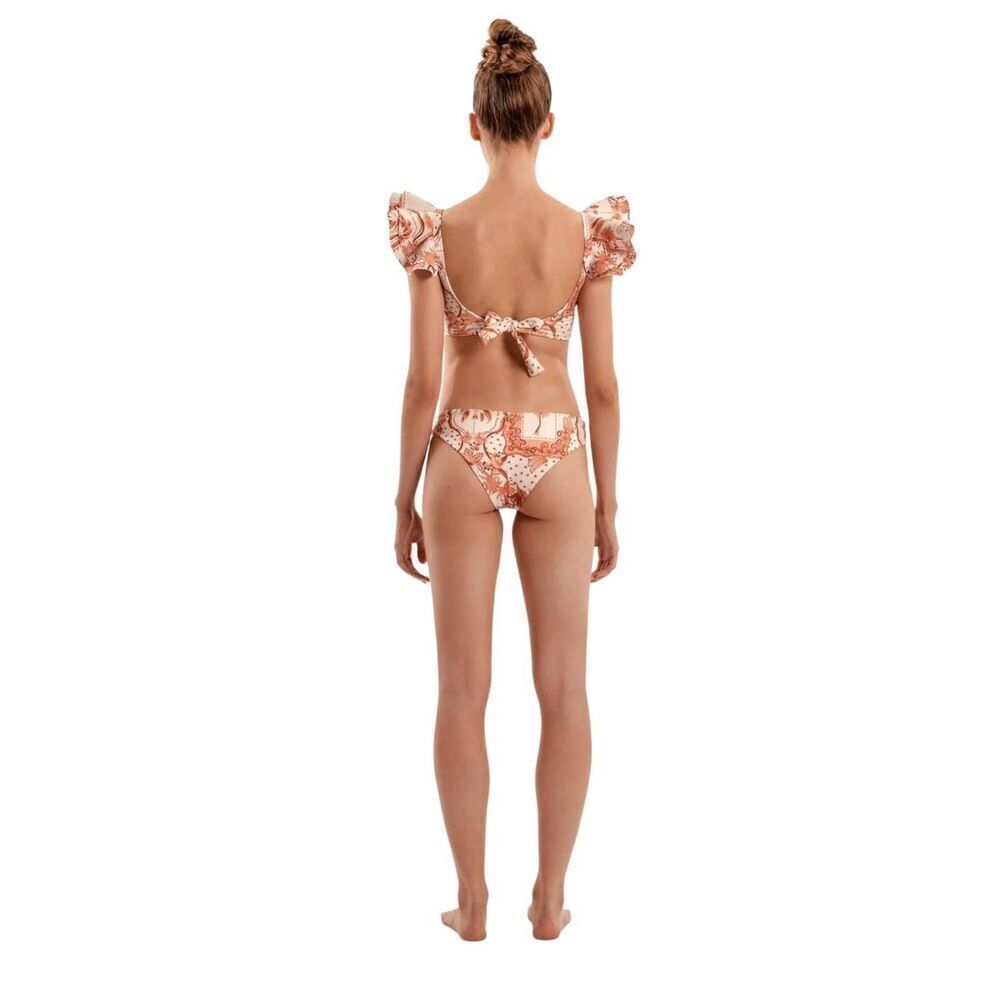 Encantadore Lysha Getsemani Ruffle Bikini Top Cream, Brown Size L - Picture 3 of 12